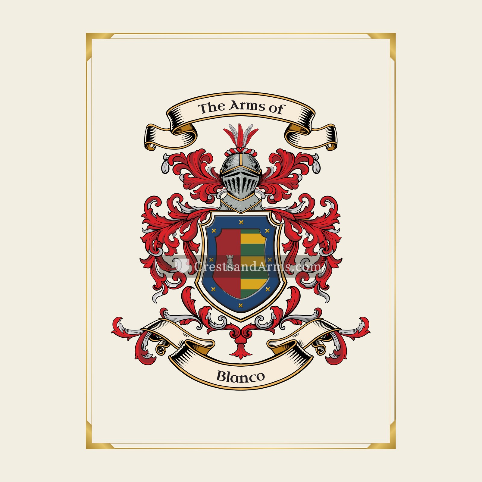 With gold border