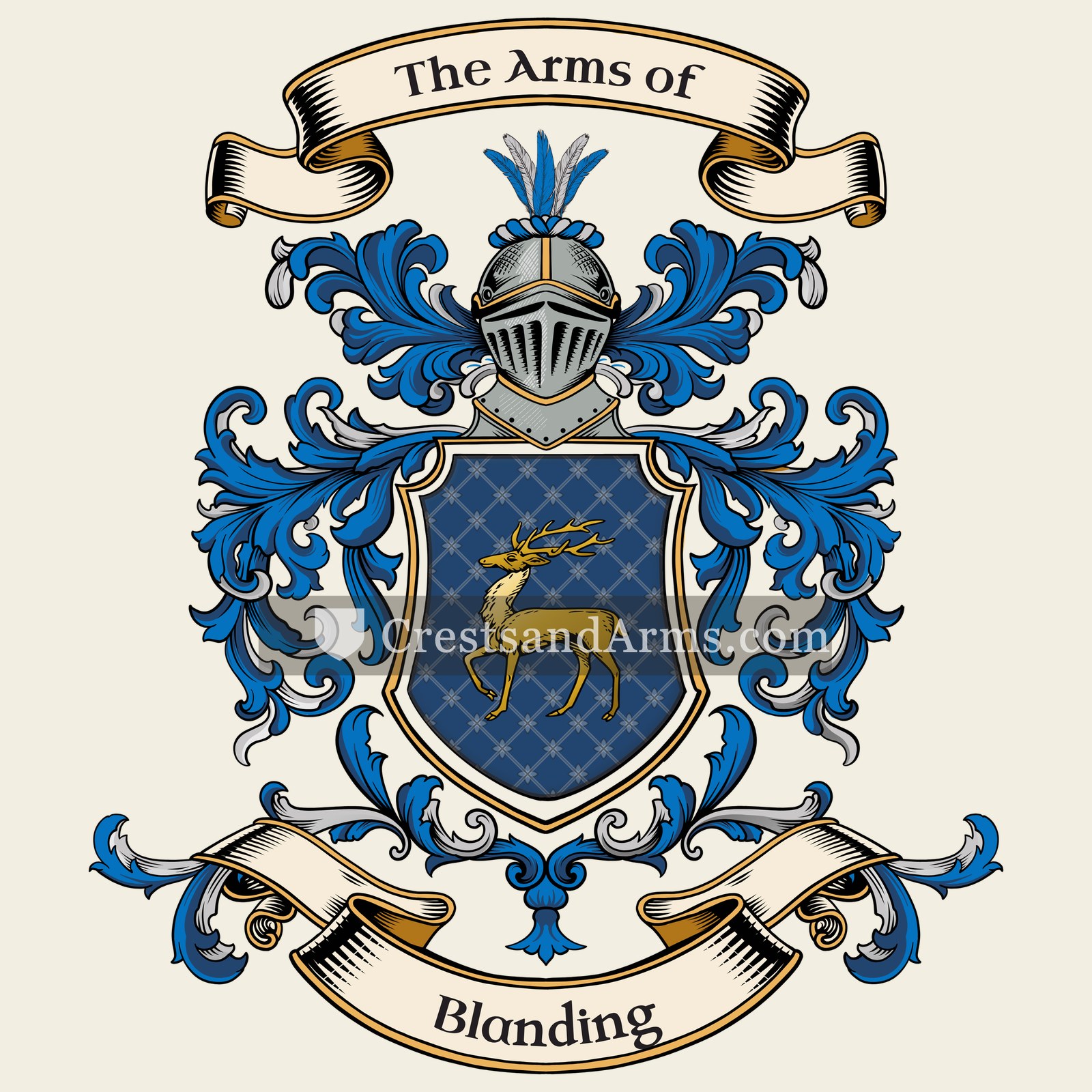 The Blanding coat of arms, drawn from the recorded blazon