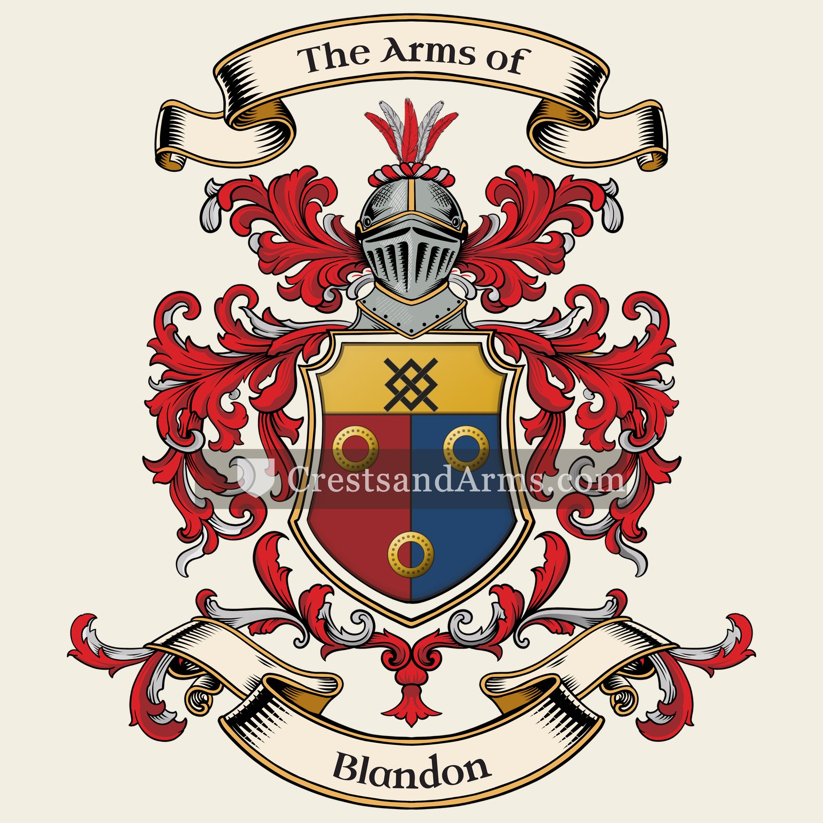 The Blandon coat of arms, drawn from the recorded blazon