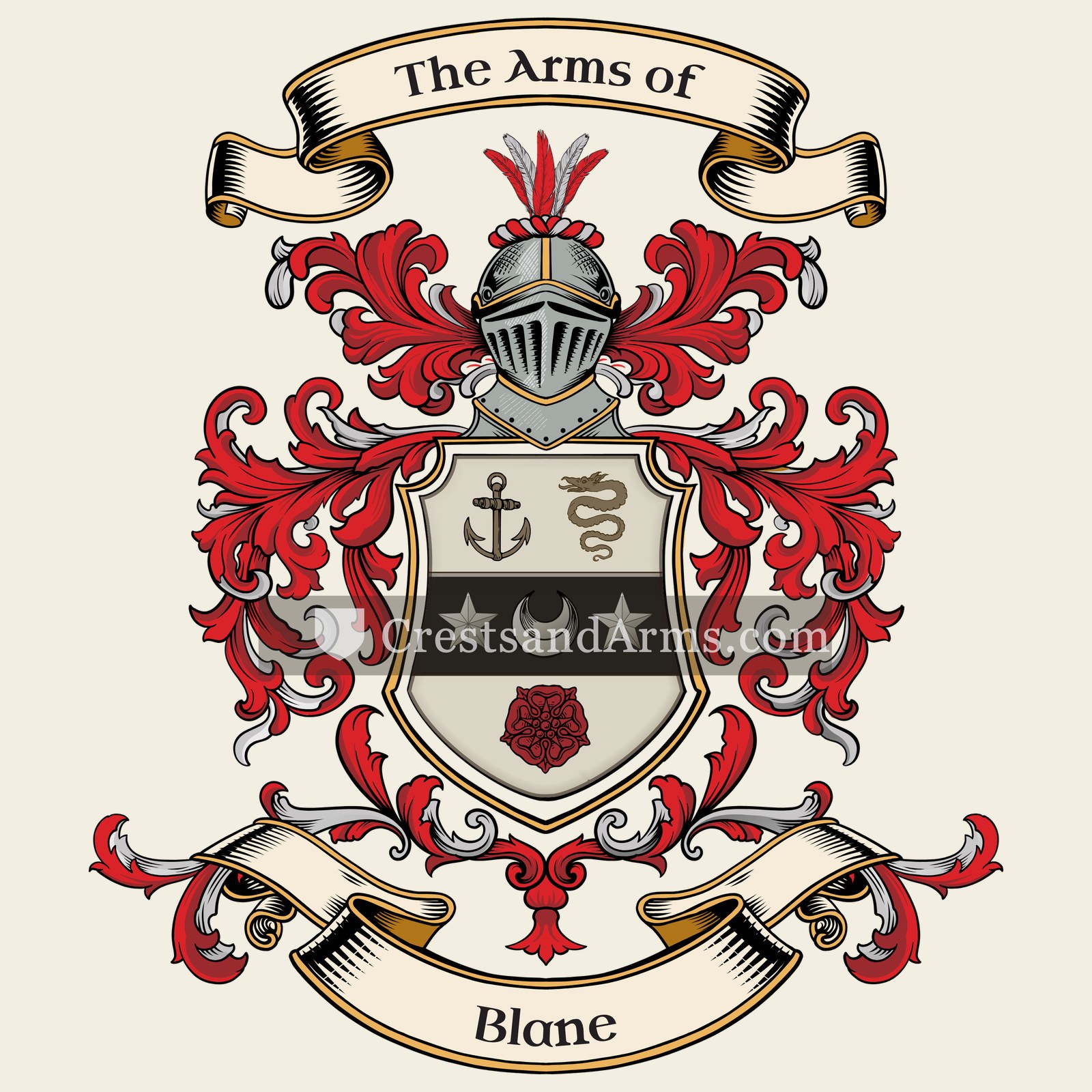 The Blane coat of arms, drawn from the recorded blazon