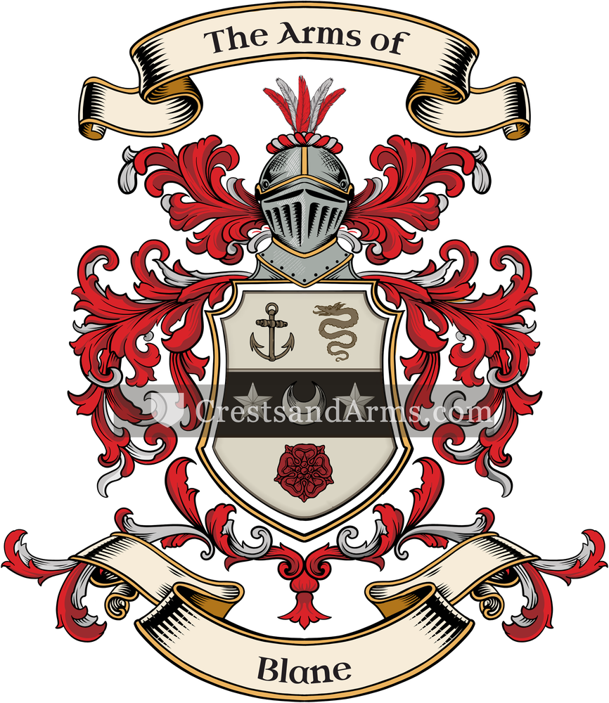 The Blane coat of arms, drawn from the recorded blazon
