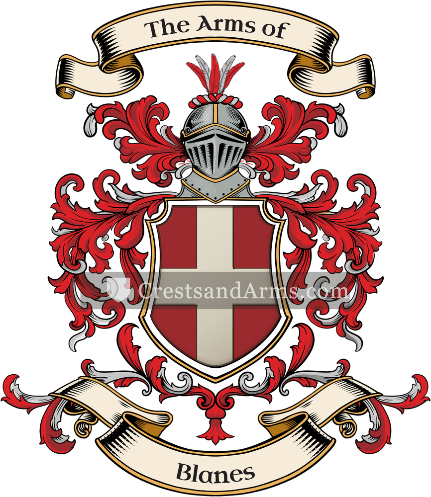 The Blanes coat of arms, drawn from the recorded blazon