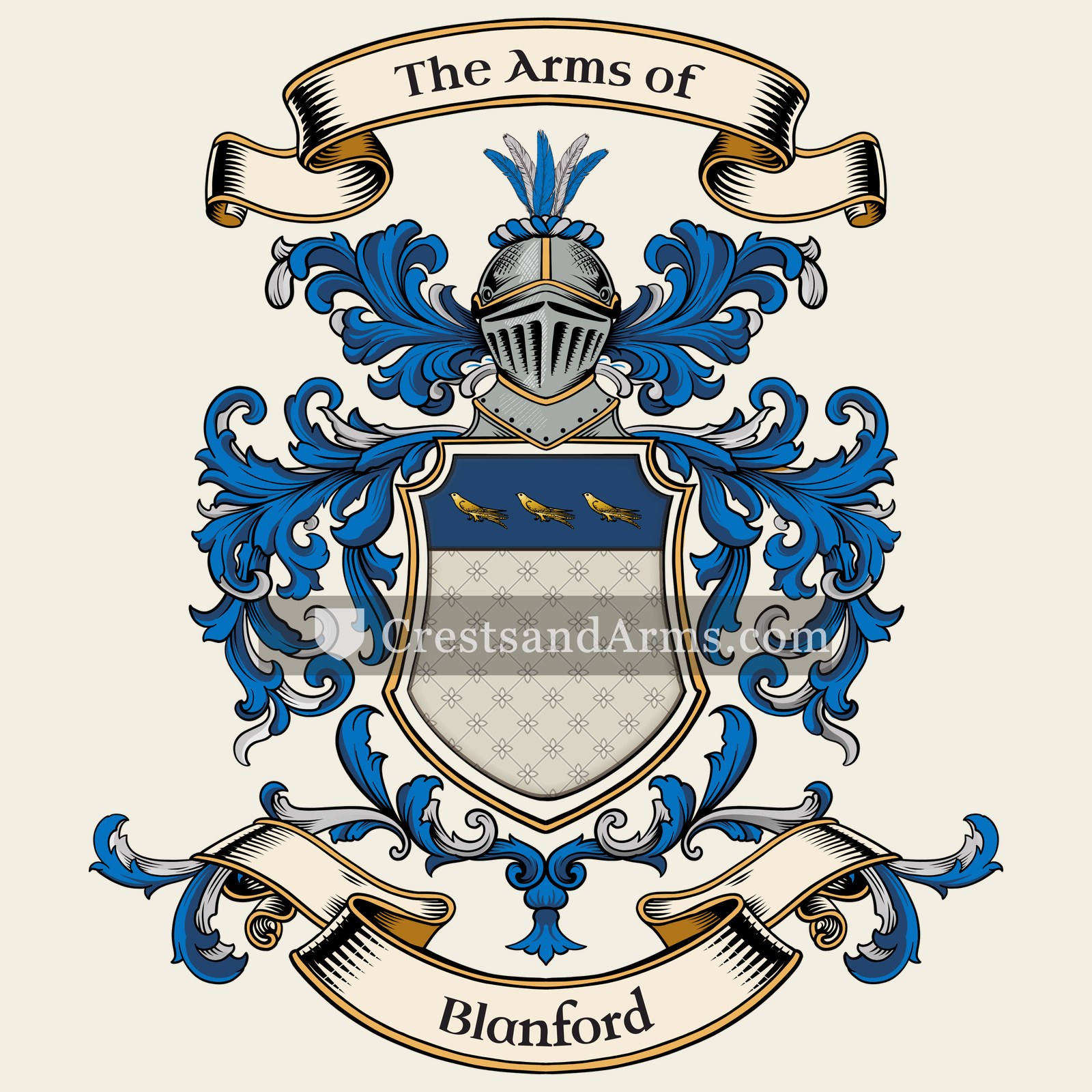 The Blanford coat of arms, drawn from the recorded blazon