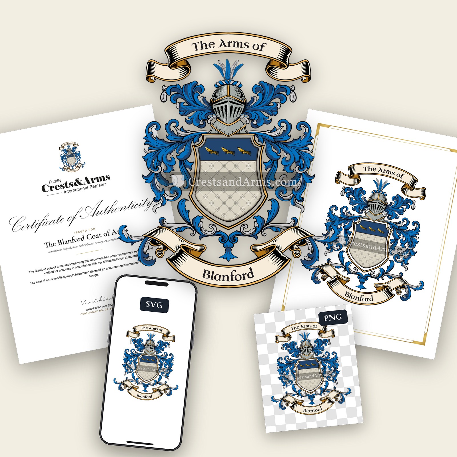 The Blanford arms on the coat of arms — digital pack