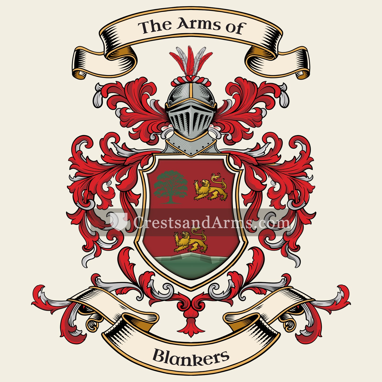 The Blankers coat of arms, drawn from the recorded blazon