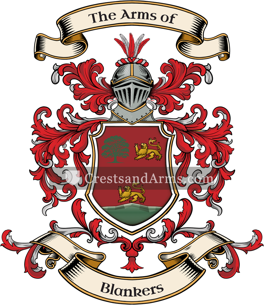 The Blankers coat of arms, drawn from the recorded blazon