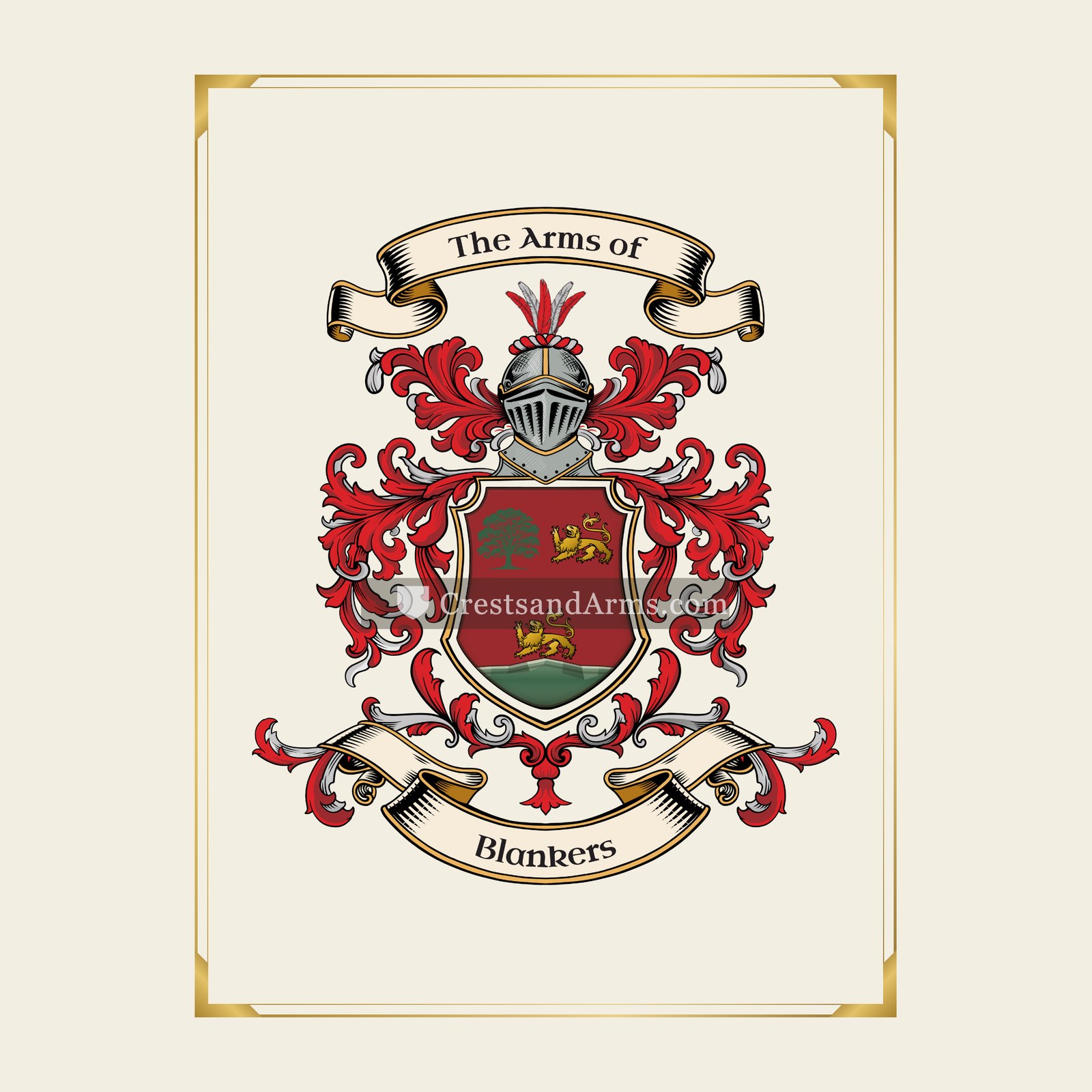 With gold border