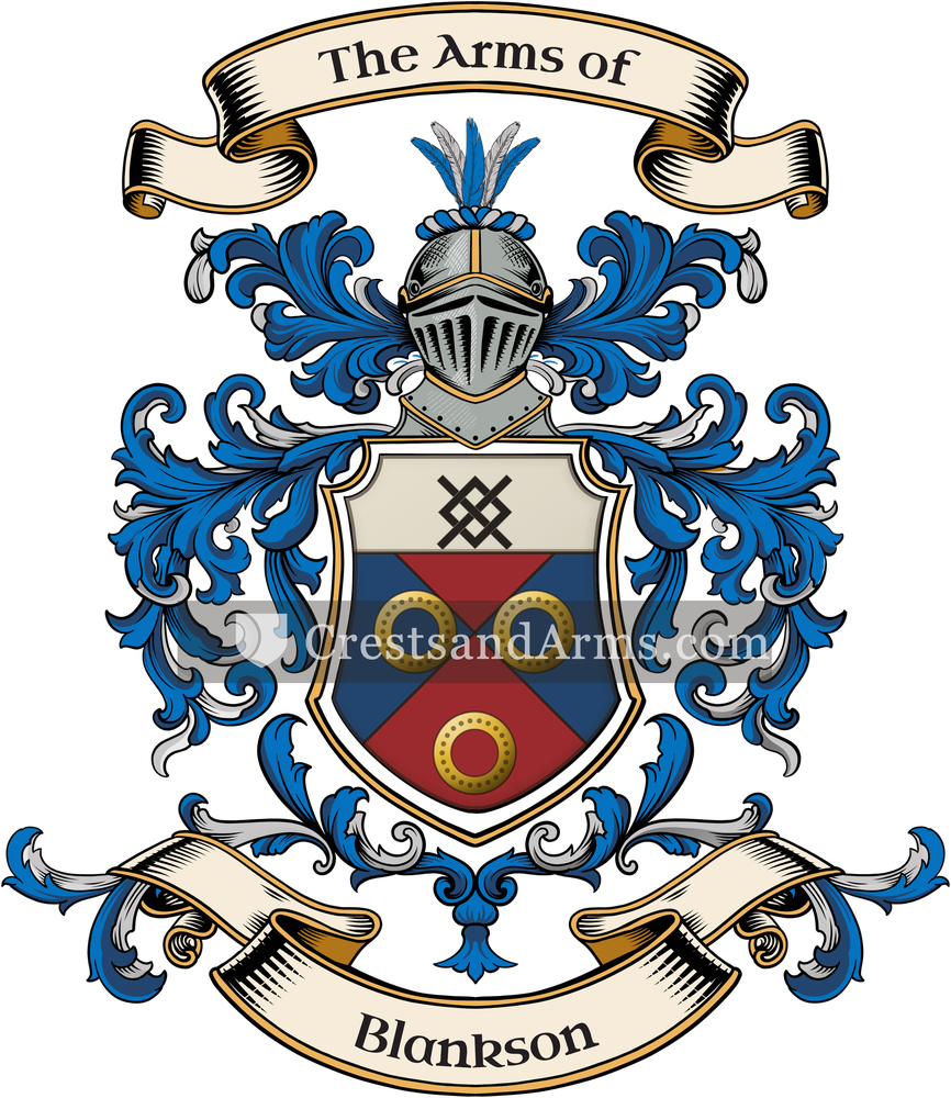 The Blankson coat of arms, drawn from the recorded blazon