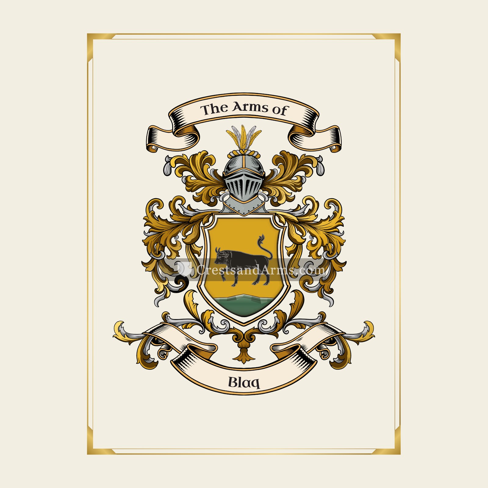 With gold border