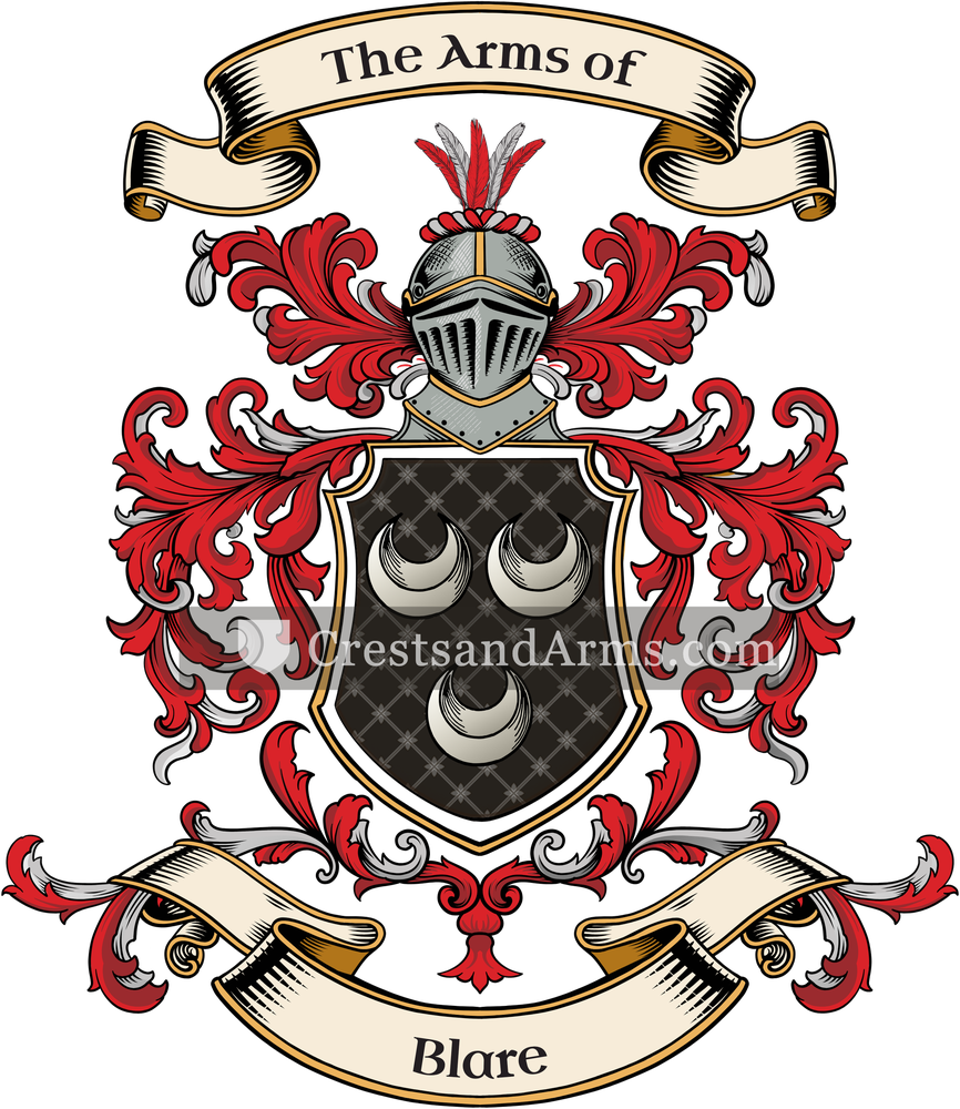 The Blare coat of arms, drawn from the recorded blazon