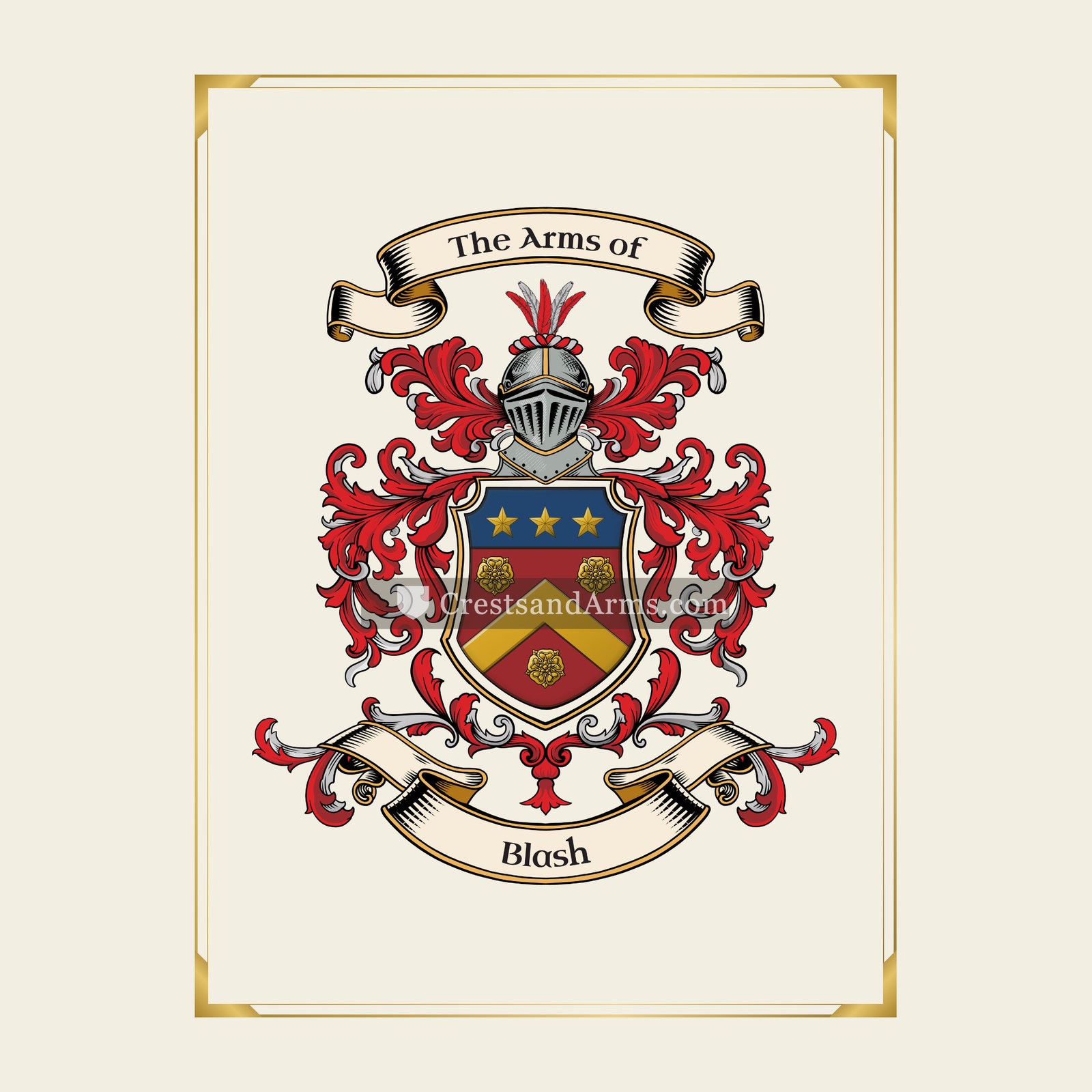 With gold border