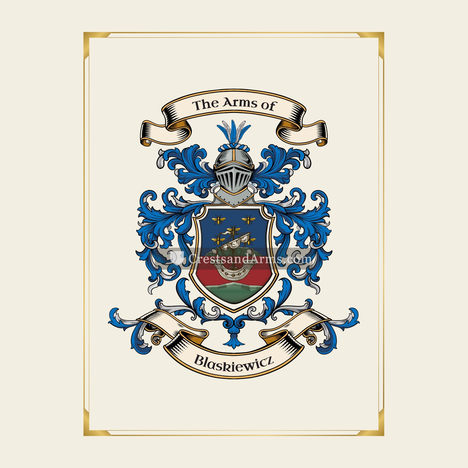 With gold border