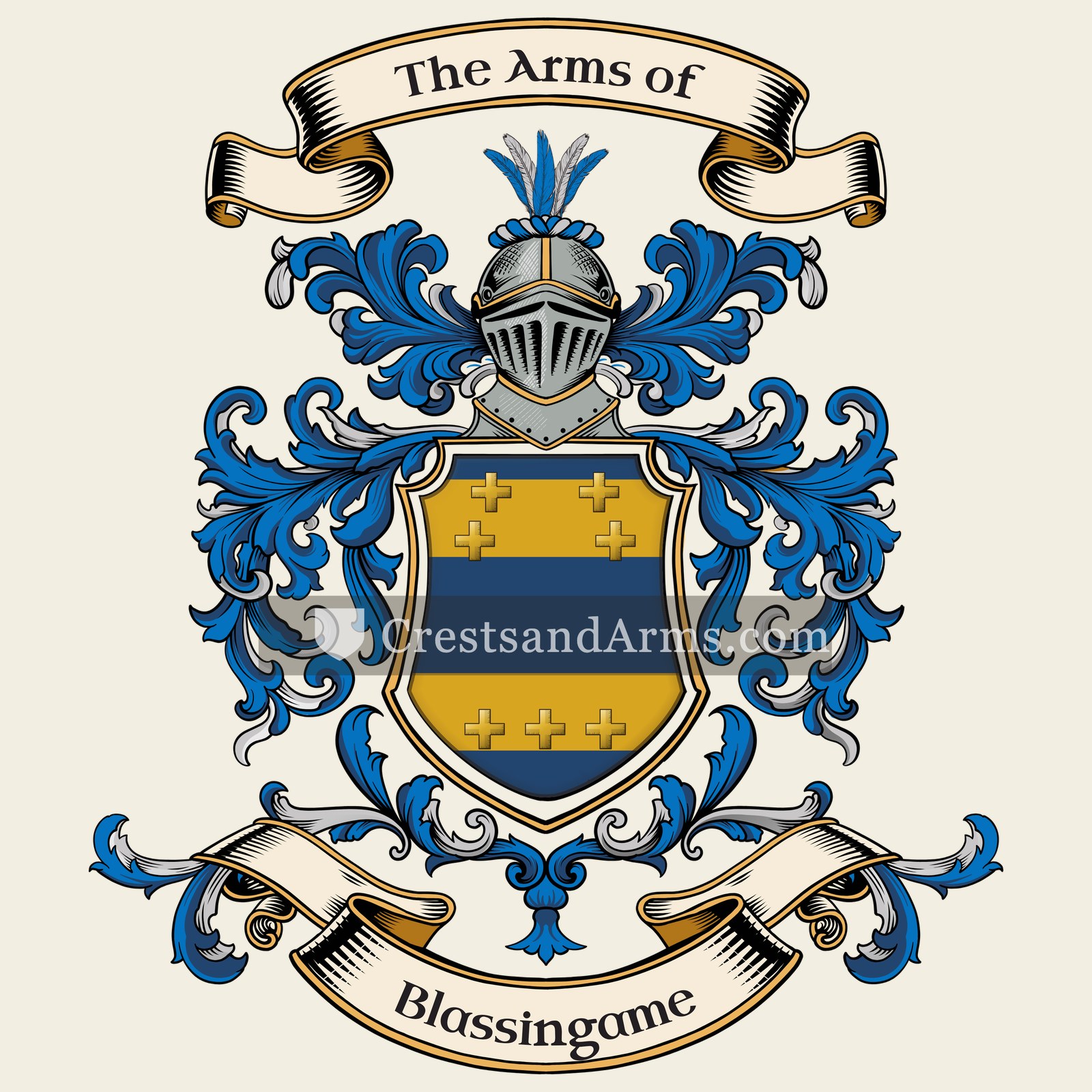 The Blassingame coat of arms, drawn from the recorded blazon