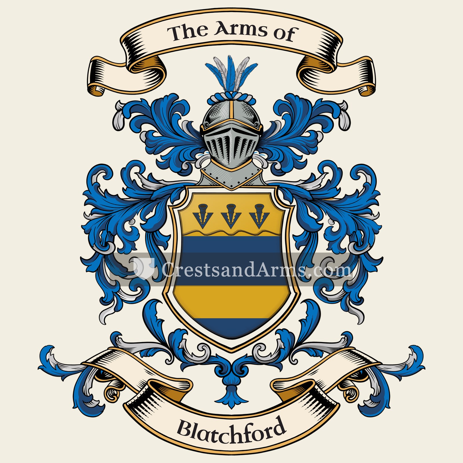 The Blatchford coat of arms, drawn from the recorded blazon