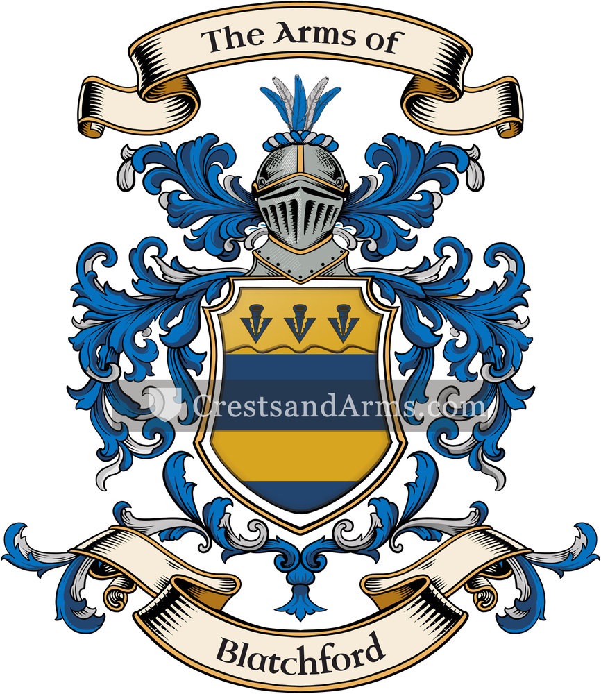 The Blatchford coat of arms, drawn from the recorded blazon