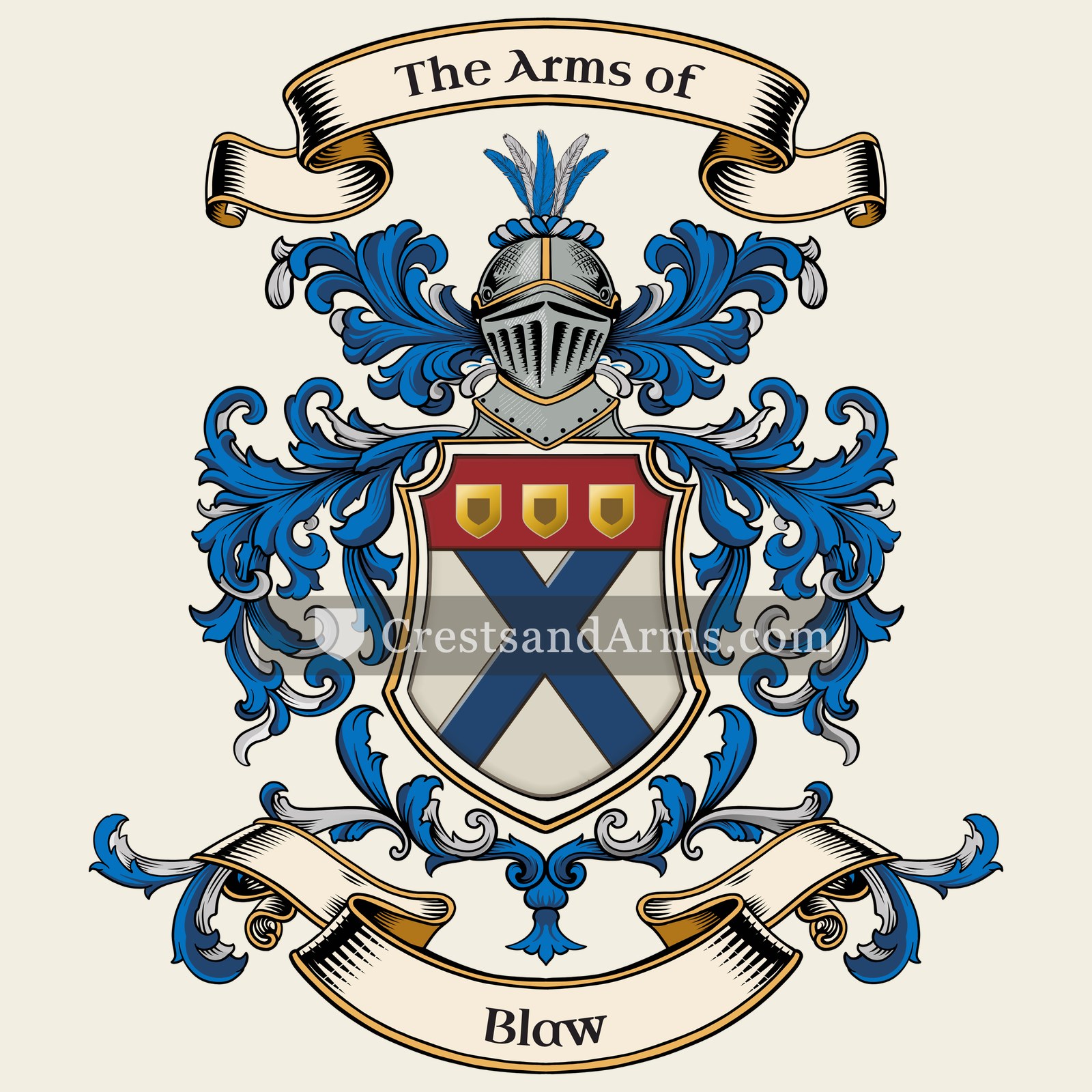 The Blaw coat of arms, drawn from the recorded blazon