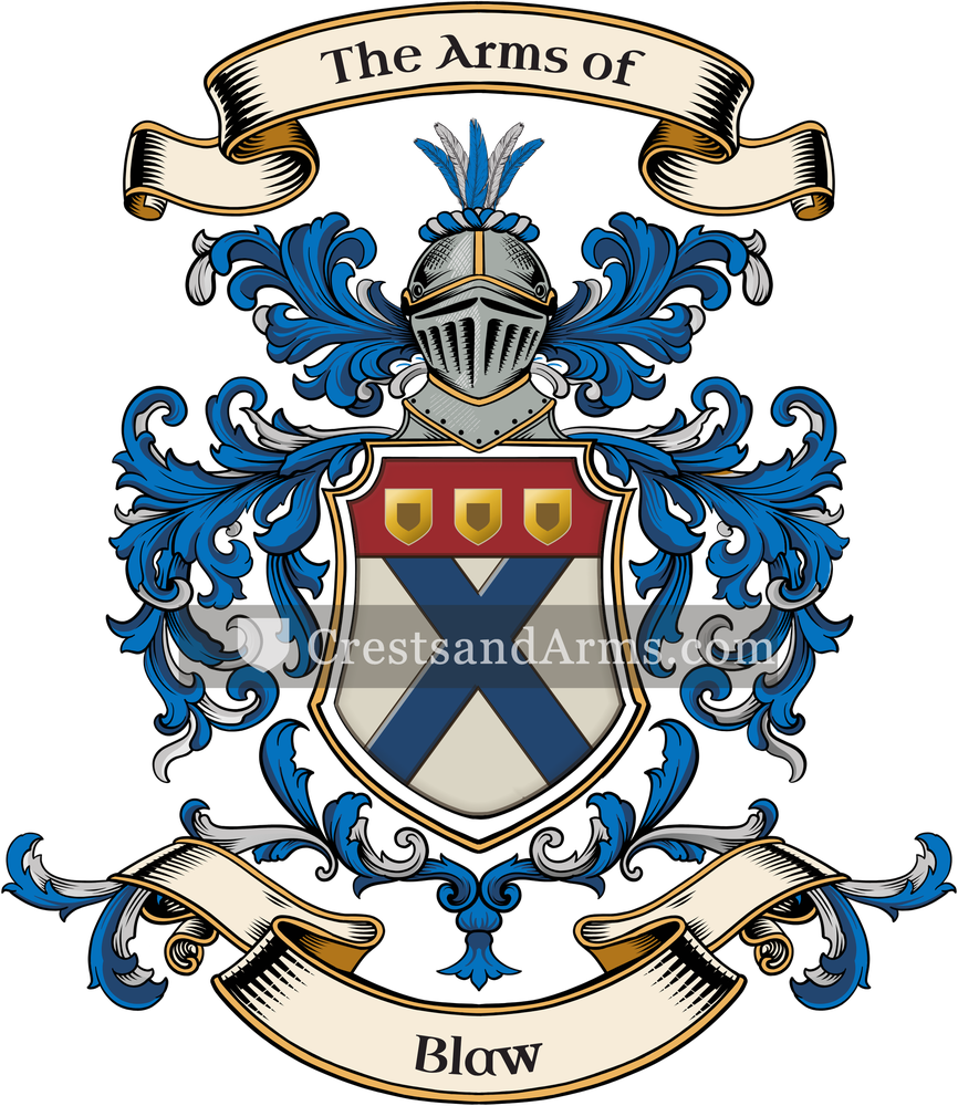 The Blaw coat of arms, drawn from the recorded blazon