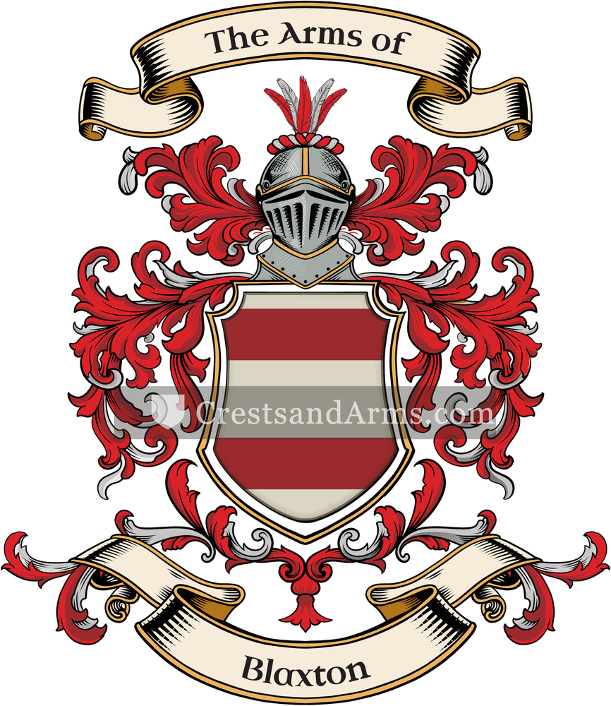 The Blaxton coat of arms, drawn from the recorded blazon