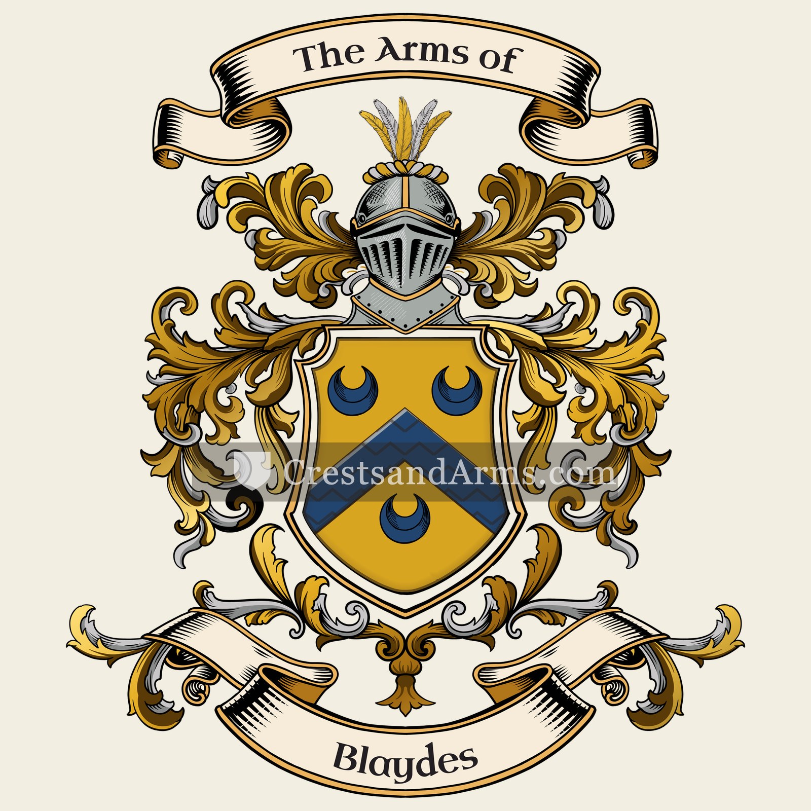 The Blaydes coat of arms, drawn from the recorded blazon