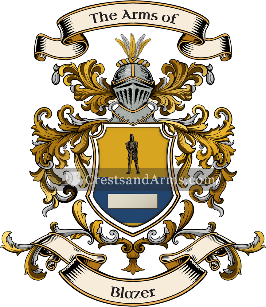 The Blazer coat of arms, drawn from the recorded blazon