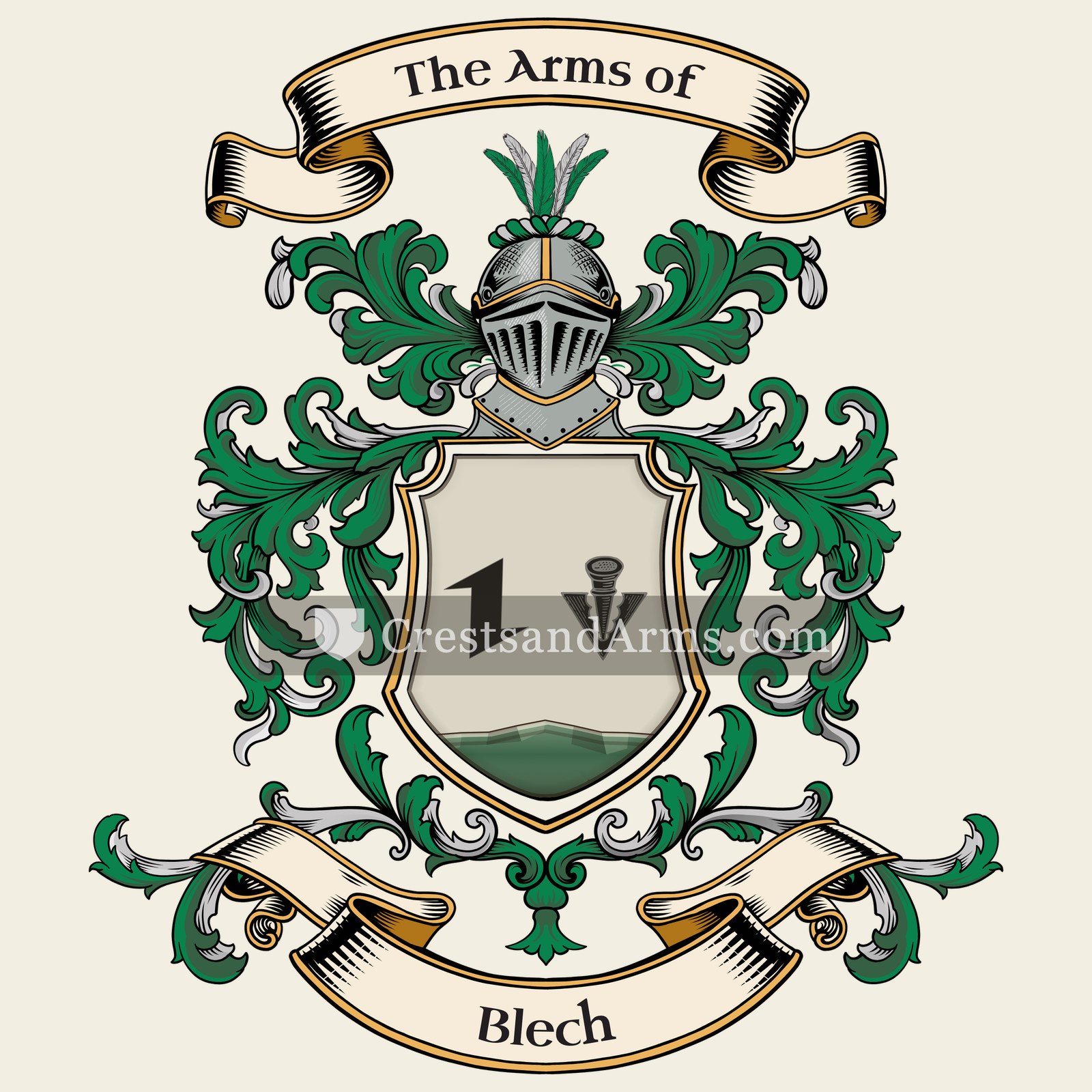 The Blech coat of arms, drawn from the recorded blazon