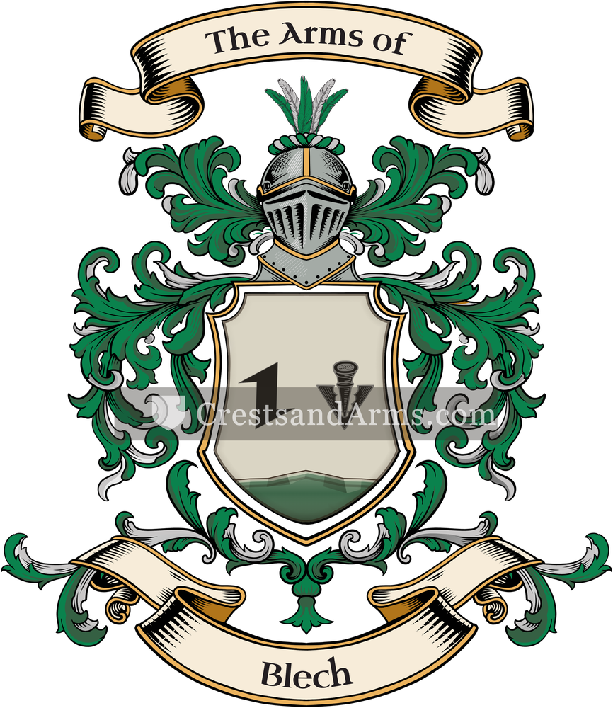 The Blech coat of arms, drawn from the recorded blazon