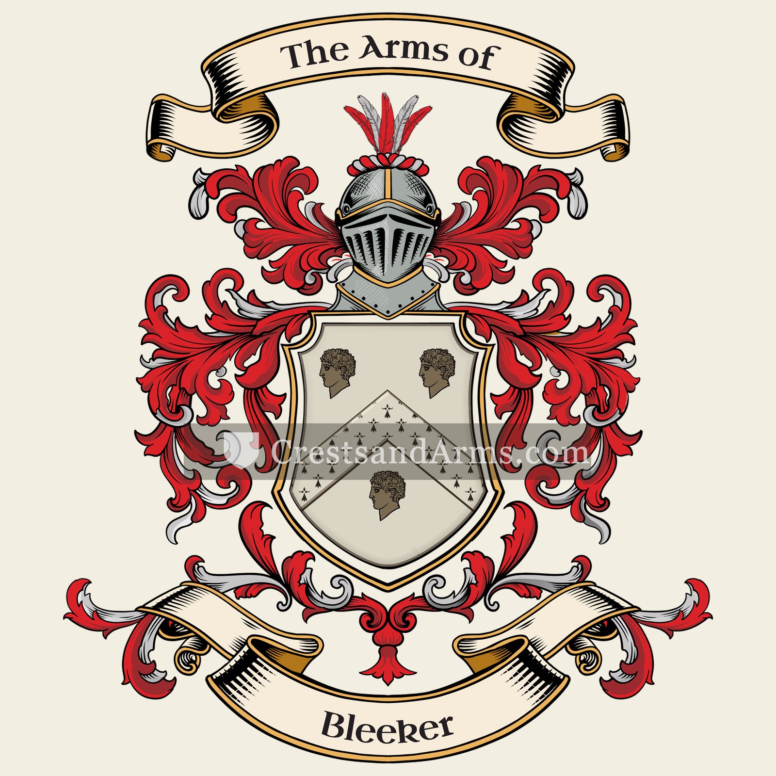 The Bleeker coat of arms, drawn from the recorded blazon