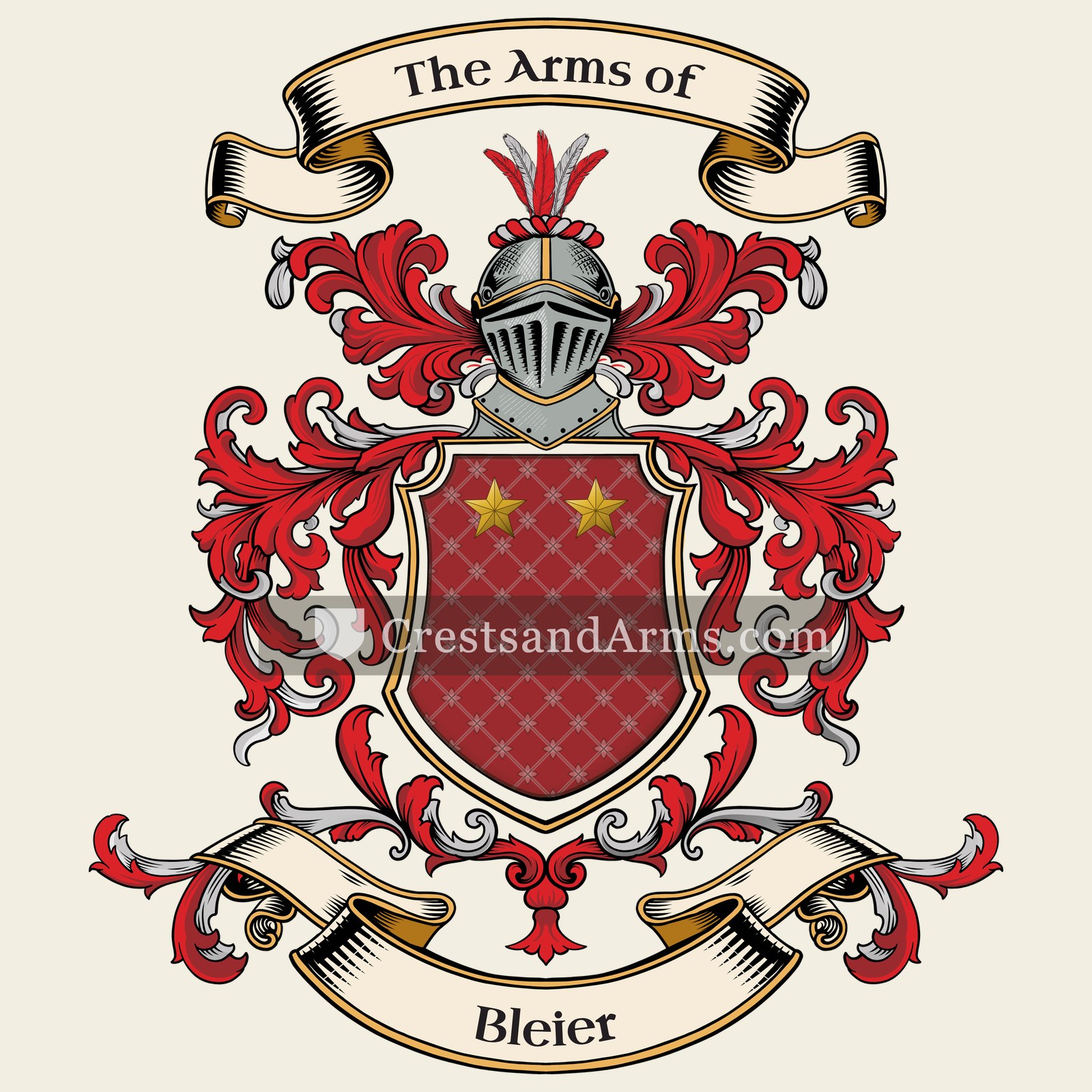 The Bleier coat of arms, drawn from the recorded blazon