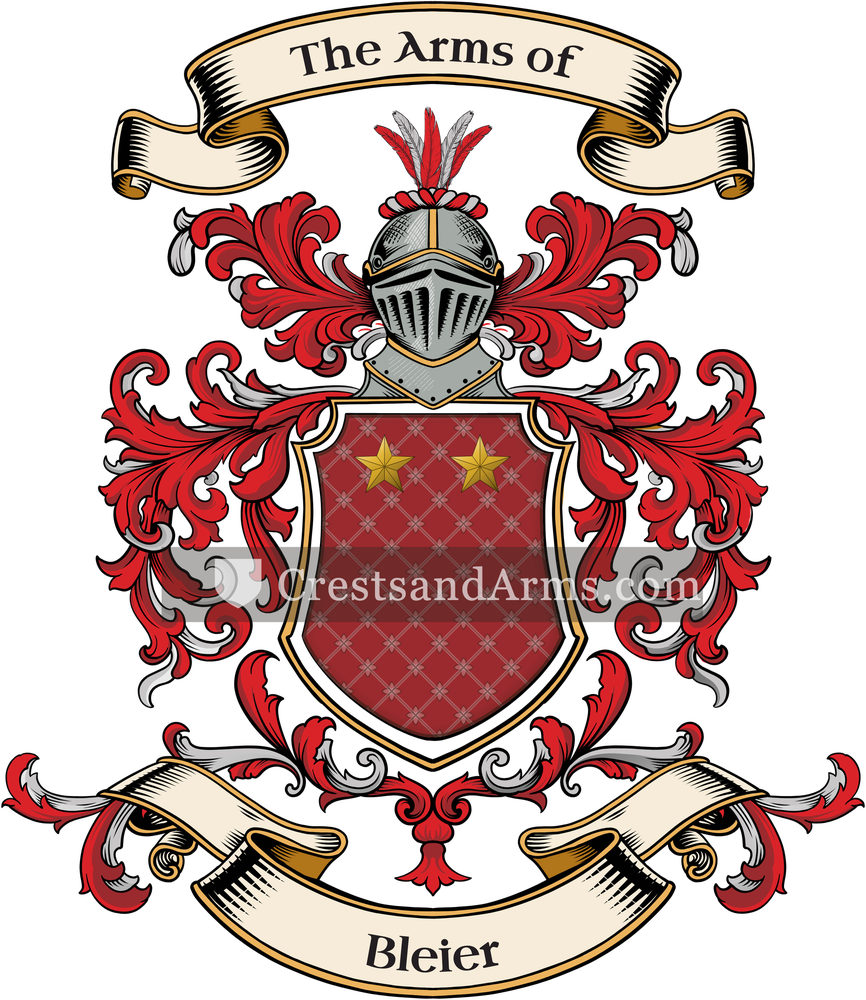 The Bleier coat of arms, drawn from the recorded blazon