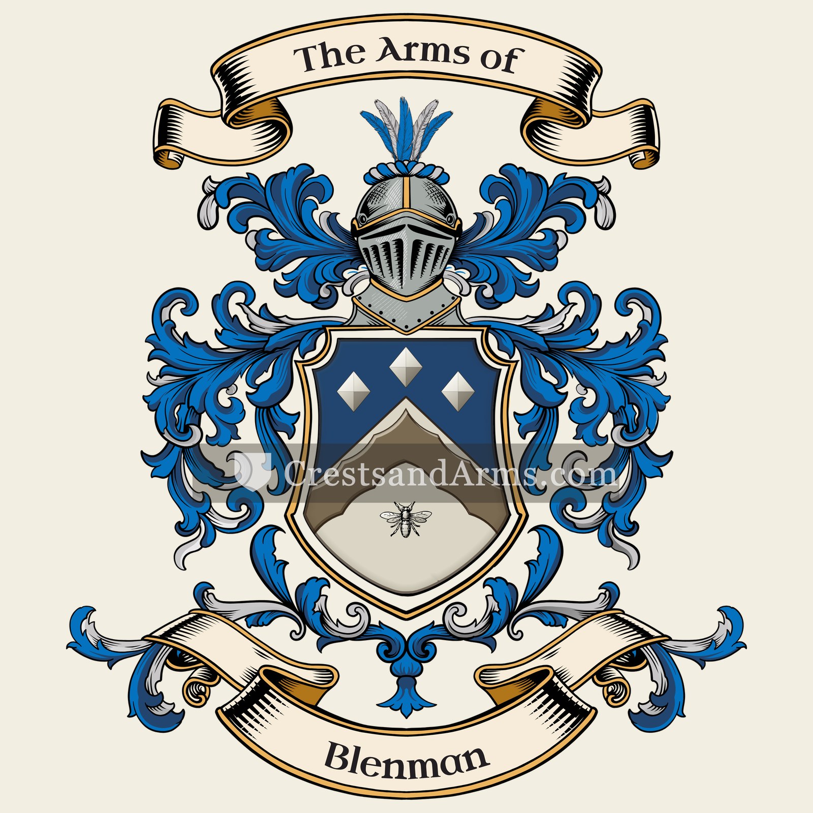 The Blenman coat of arms, drawn from the recorded blazon