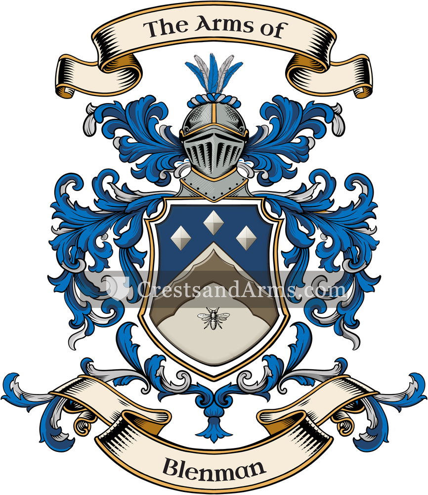 The Blenman coat of arms, drawn from the recorded blazon