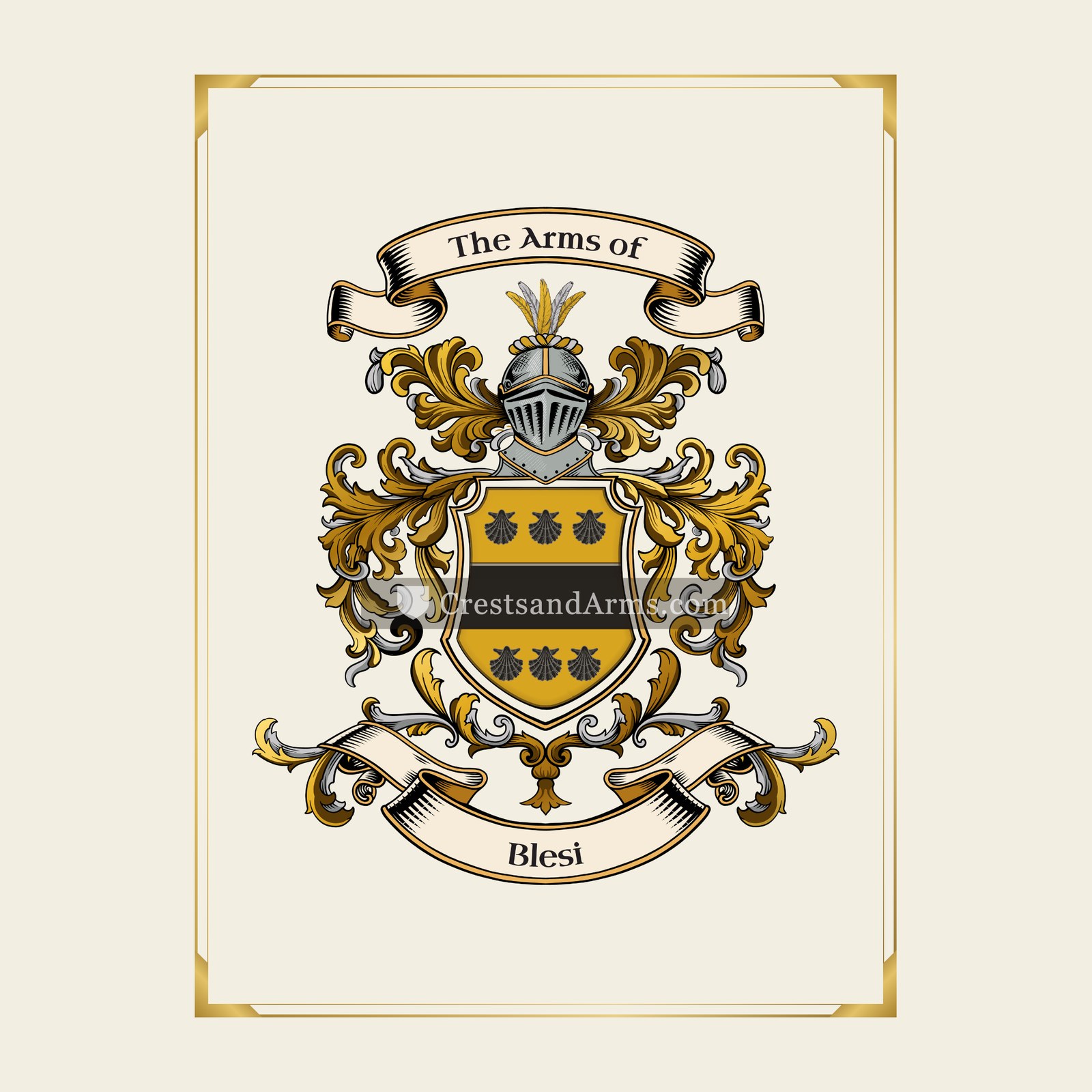 With gold border