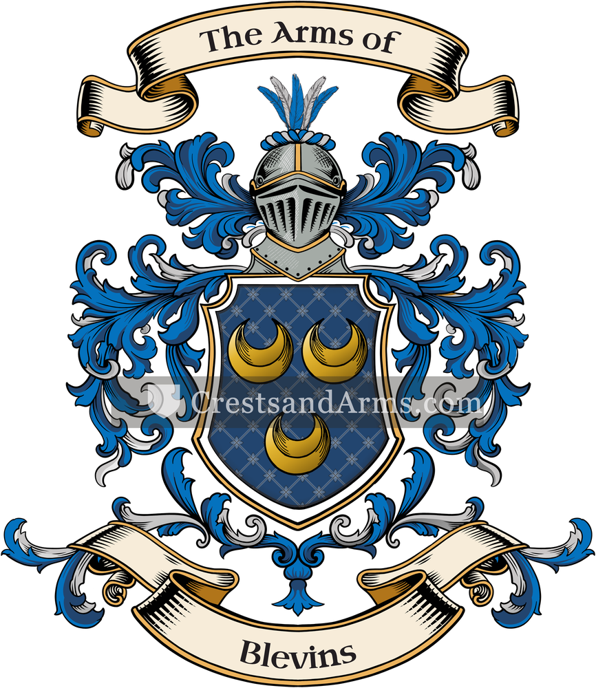 The Blevins coat of arms, drawn from the recorded blazon