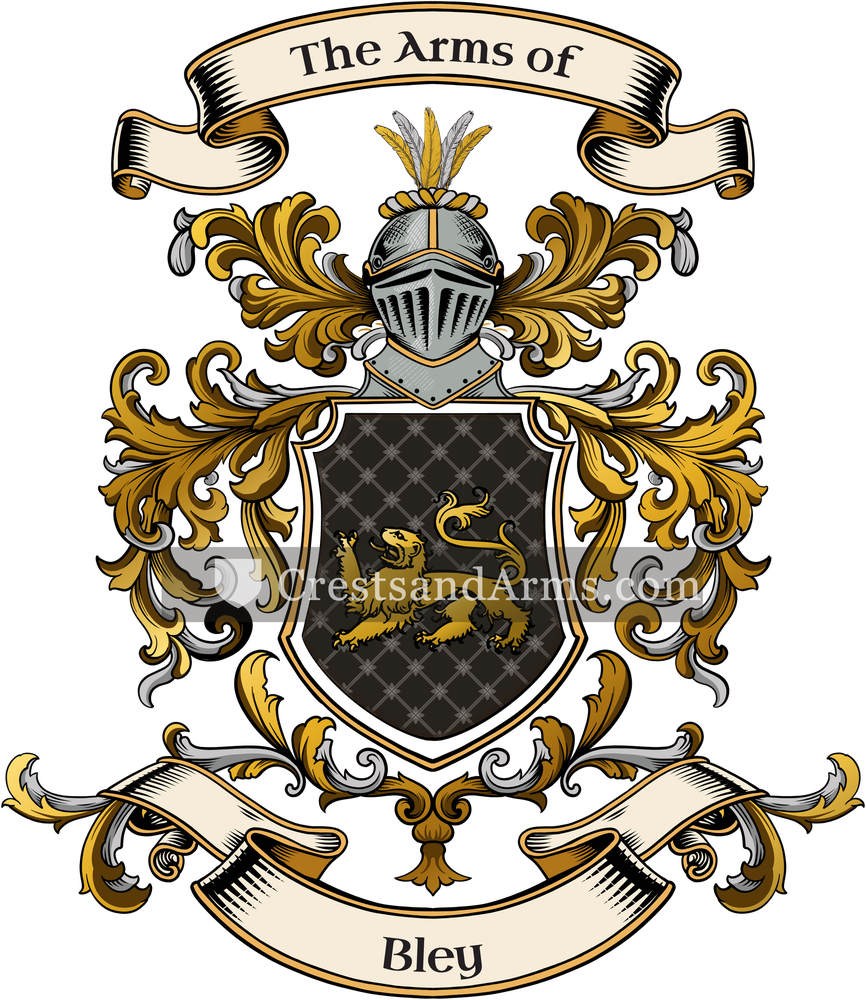 The Bley coat of arms, drawn from the recorded blazon