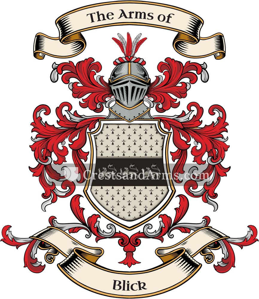The Blick coat of arms, drawn from the recorded blazon