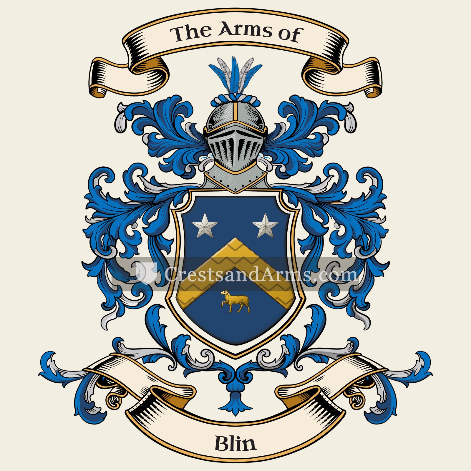 The Blin coat of arms, drawn from the recorded blazon
