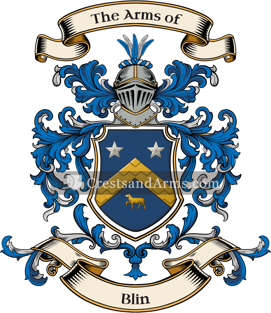 The Blin coat of arms, drawn from the recorded blazon