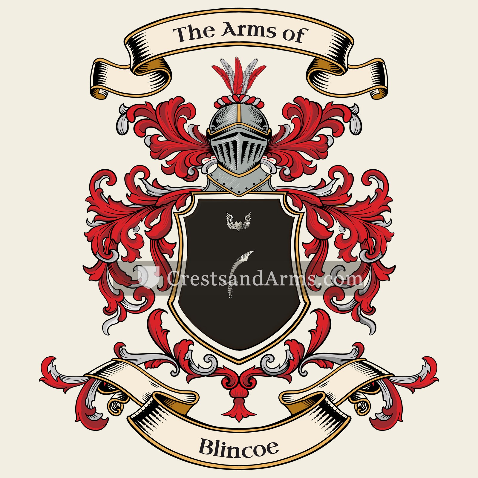 The Blincoe coat of arms, drawn from the recorded blazon