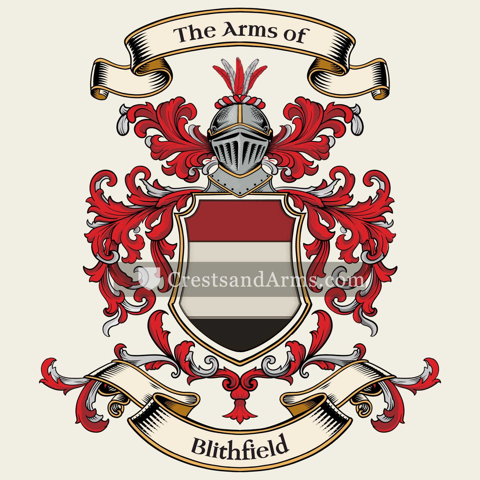 The Blithfield coat of arms, drawn from the recorded blazon