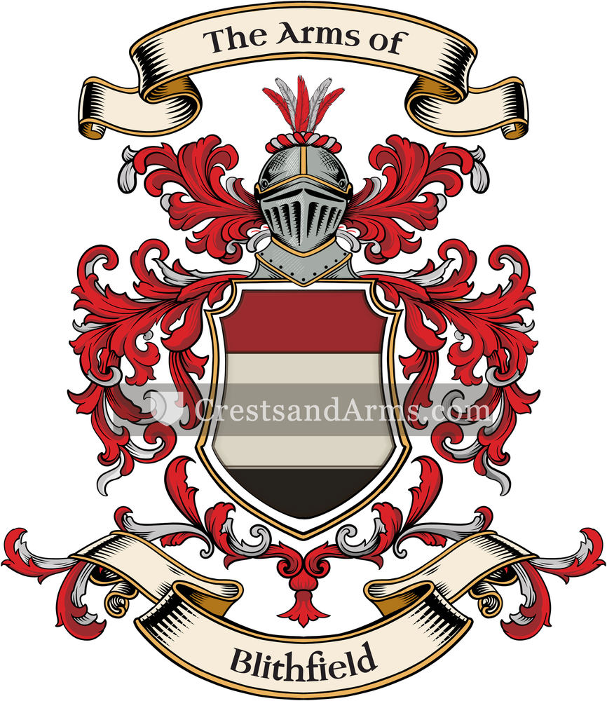 The Blithfield coat of arms, drawn from the recorded blazon
