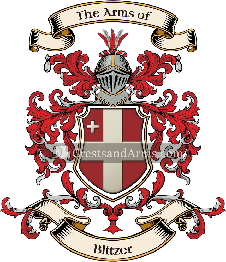 The Blitzer coat of arms, drawn from the recorded blazon