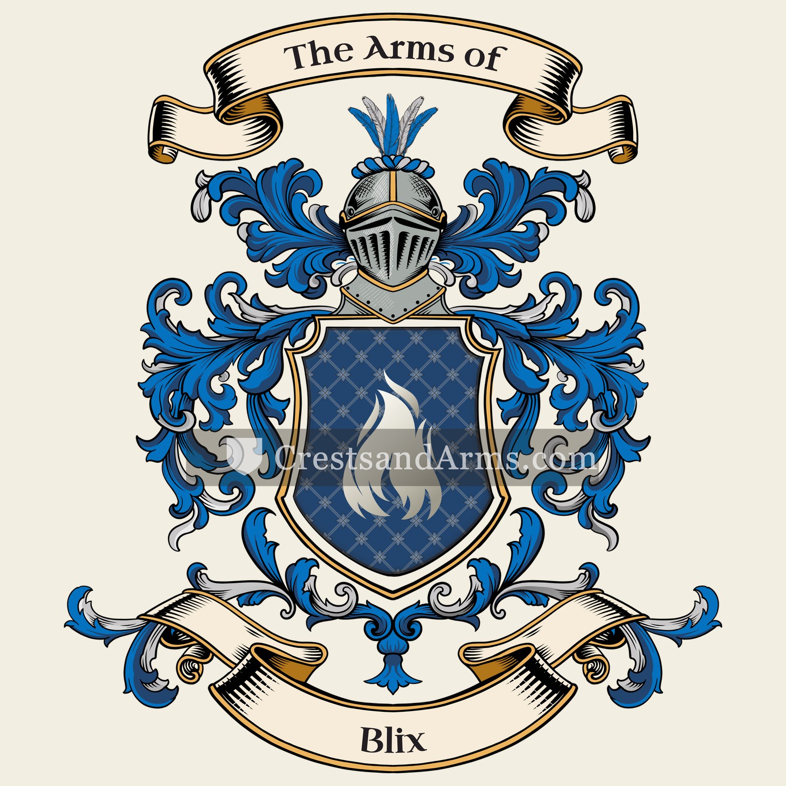 The Blix coat of arms, drawn from the recorded blazon