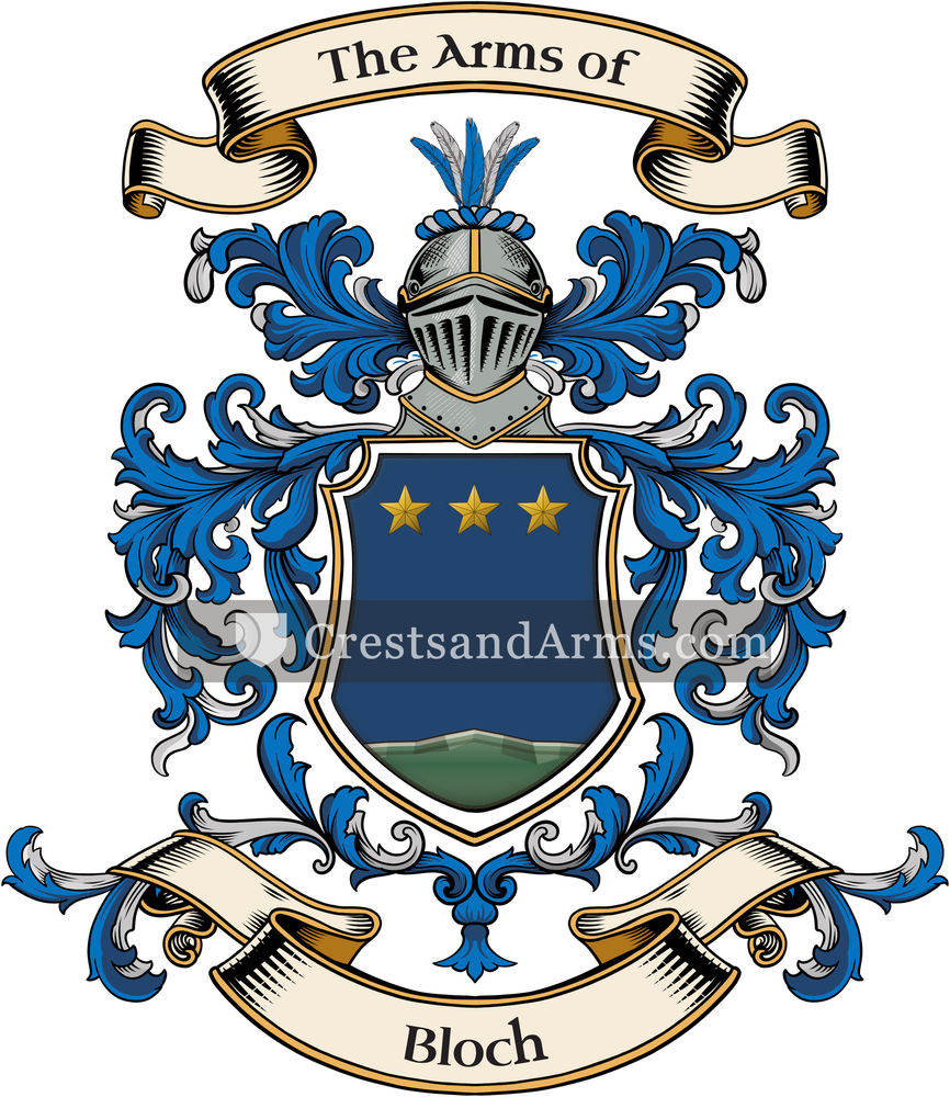 The Bloch coat of arms, drawn from the recorded blazon