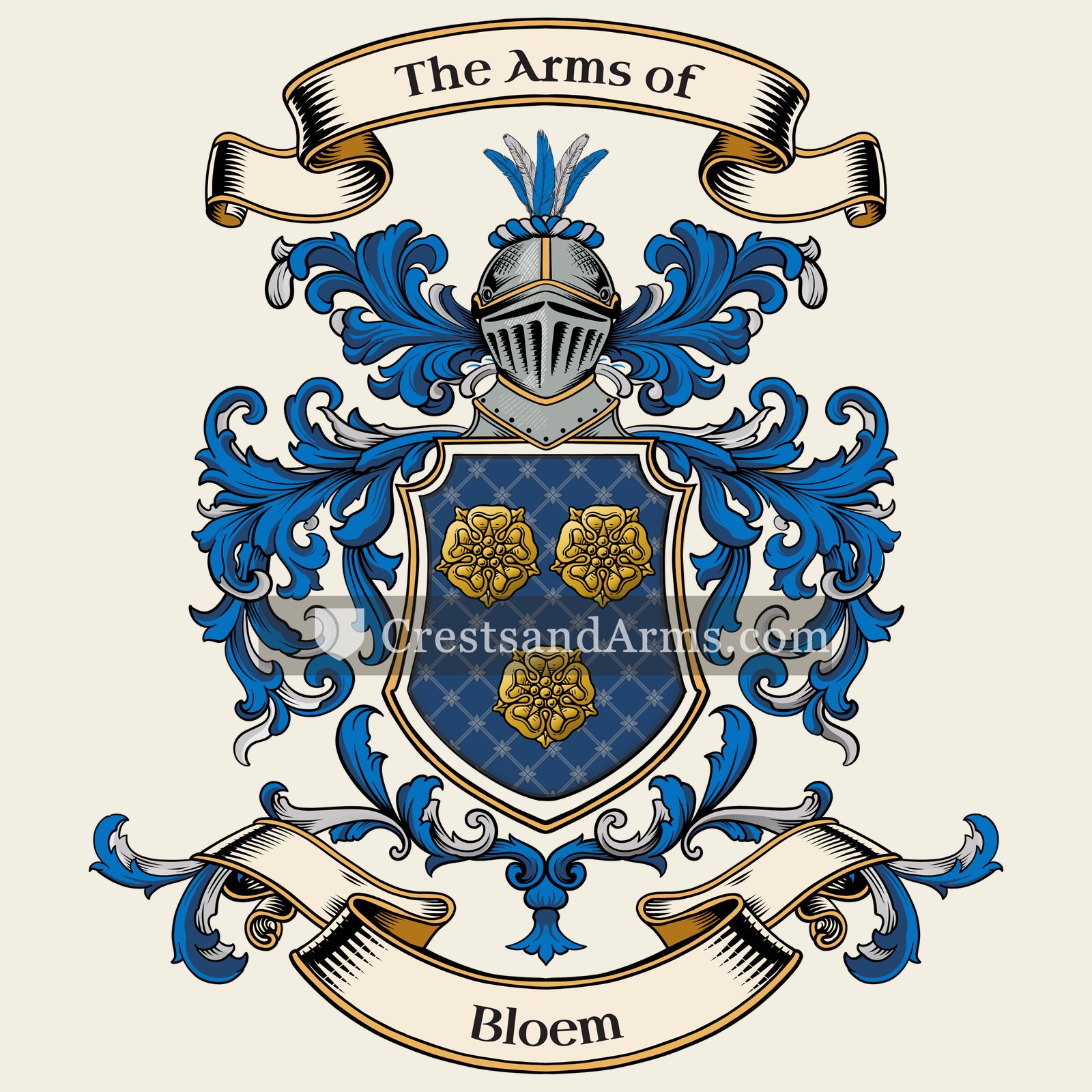 The Bloem coat of arms, drawn from the recorded blazon