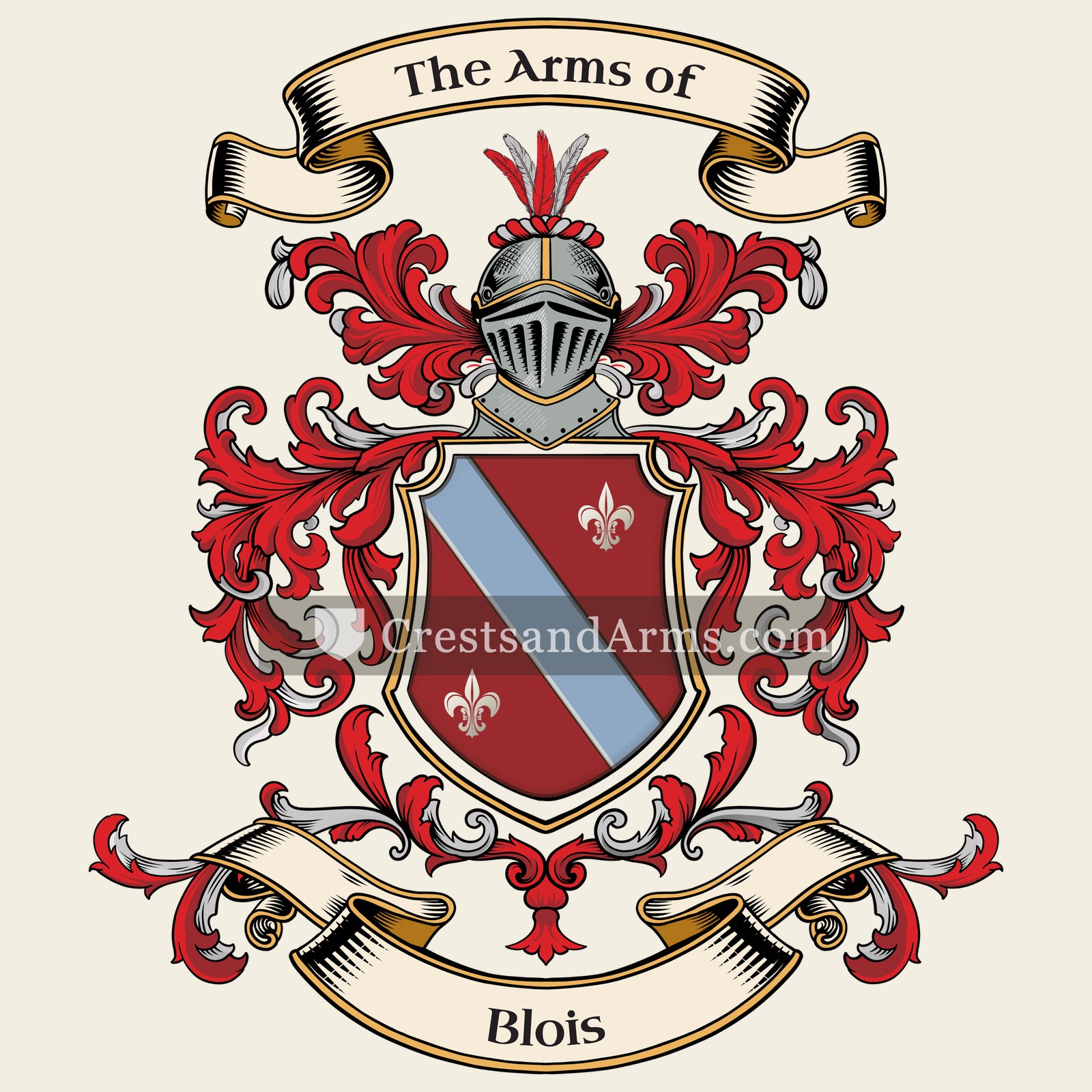The Blois coat of arms, drawn from the recorded blazon