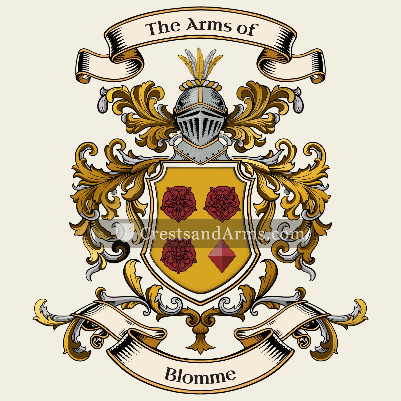 The Blomme coat of arms, drawn from the recorded blazon