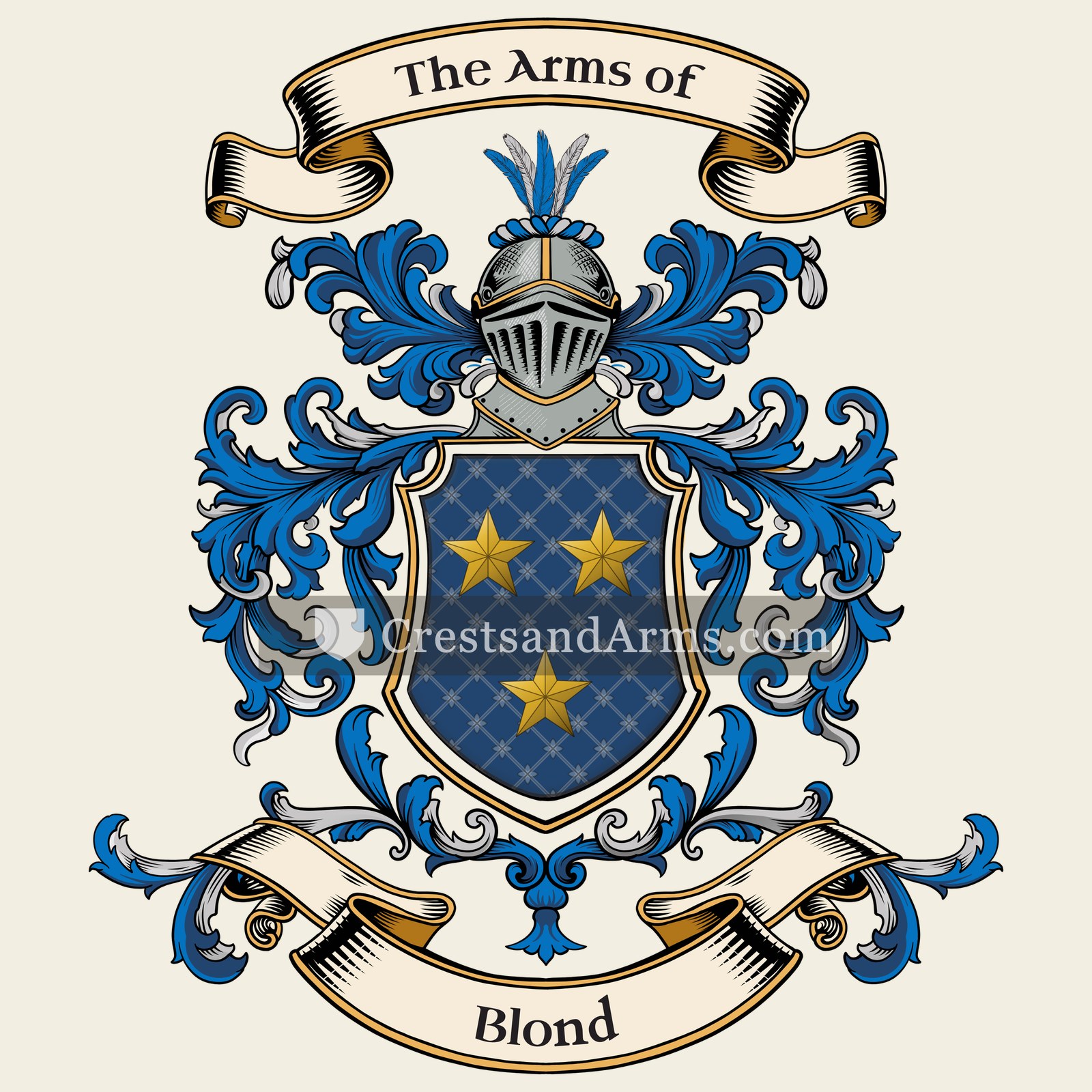 The Blond coat of arms, drawn from the recorded blazon