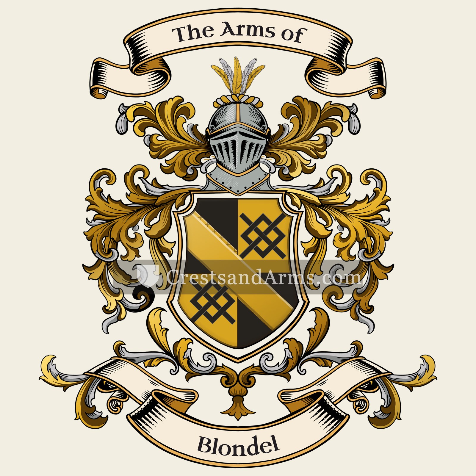 The Blondel coat of arms, drawn from the recorded blazon