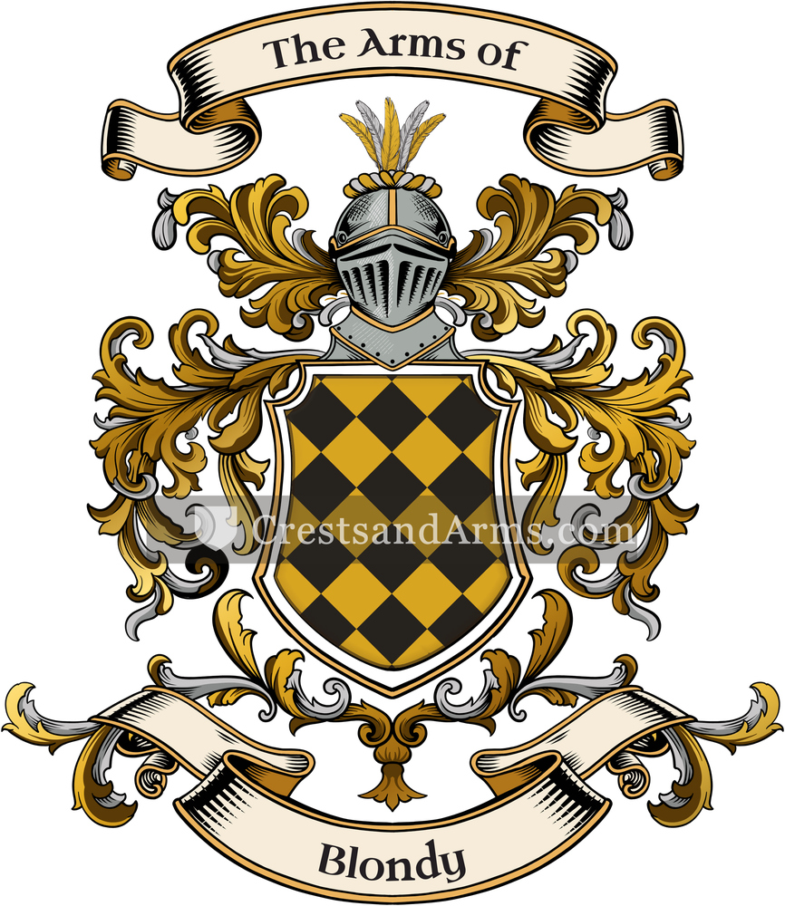 The Blondy coat of arms, drawn from the recorded blazon