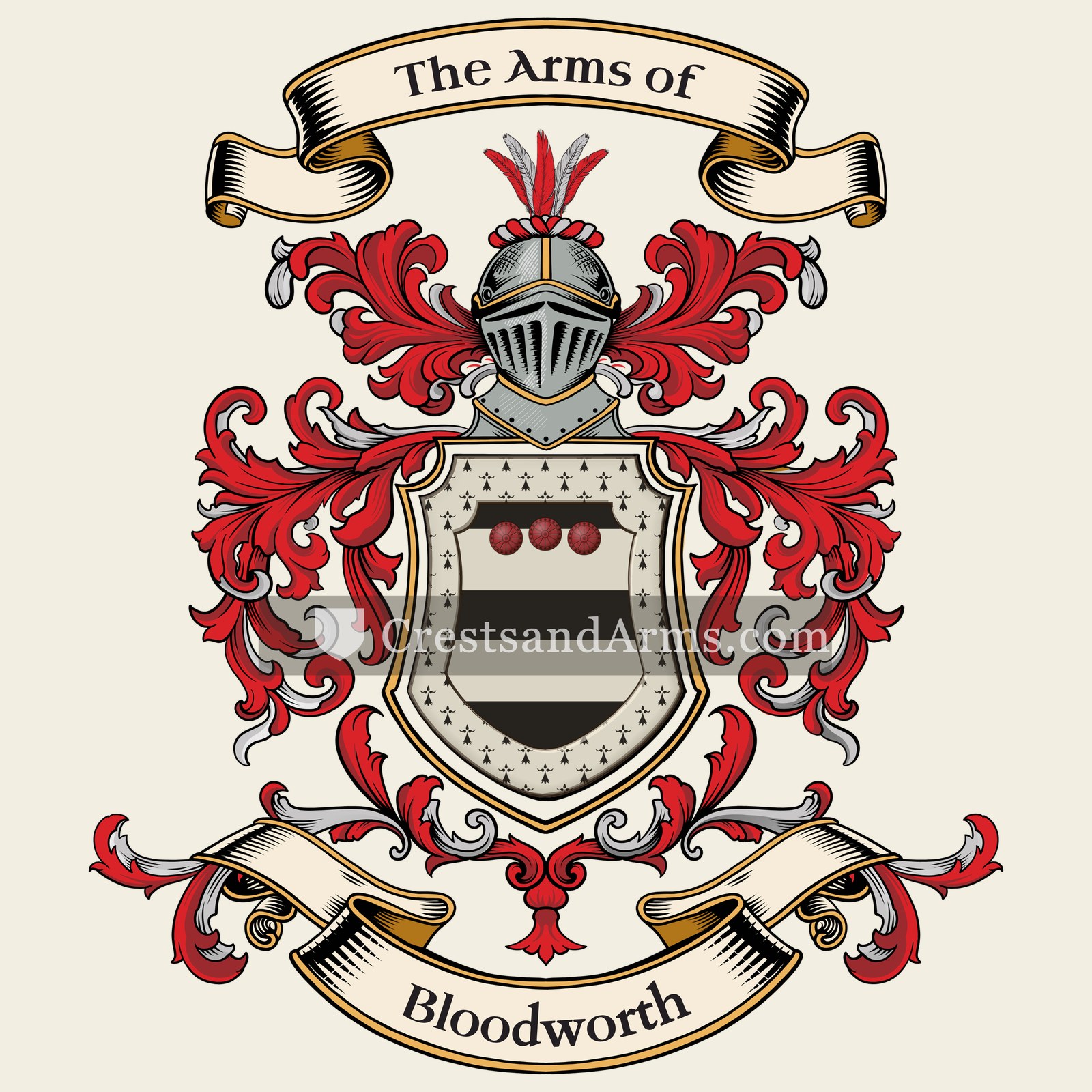 The Bloodworth coat of arms, drawn from the recorded blazon
